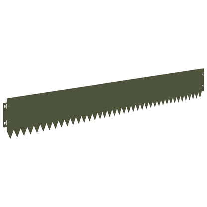 Lawn Edging 10 pcs 103 x 15 cm Steel Olive Green