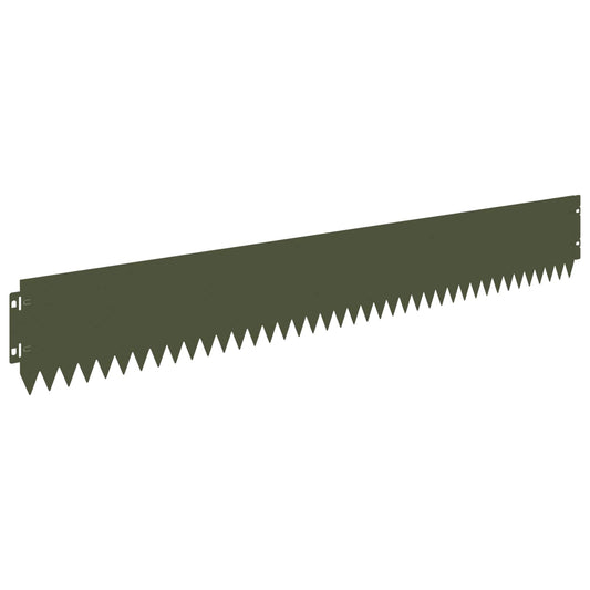 Lawn Edging 20 pcs 103 x 15 cm Steel Olive Green