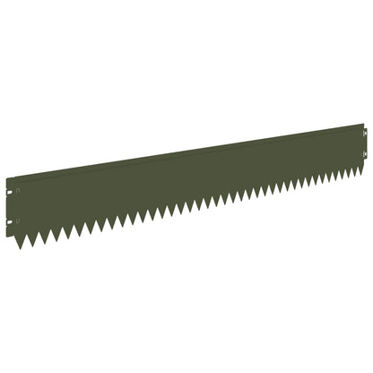Lawn Edging 30 pcs 103 x 15 cm Steel Olive Green