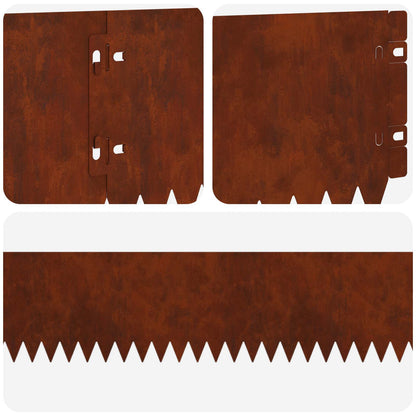 Lawn Edging 30 pcs 103 x 15 cm Steel Rusty