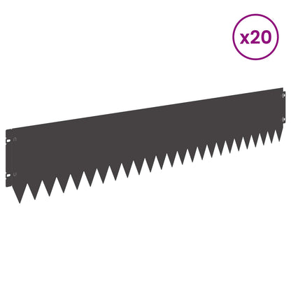 Lawn Edging 20 pcs 103 x 20 cm Steel Black