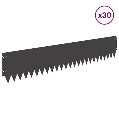 Lawn Edging 30 pcs 103 x 20 cm Steel Black