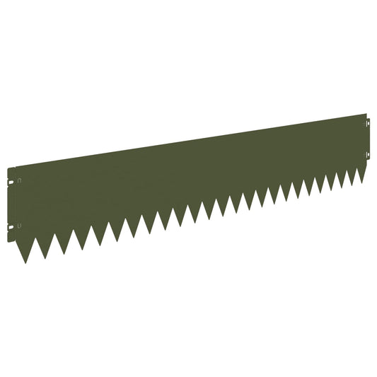 Lawn Edging 10 pcs 103 x 20 cm Steel Olive Green