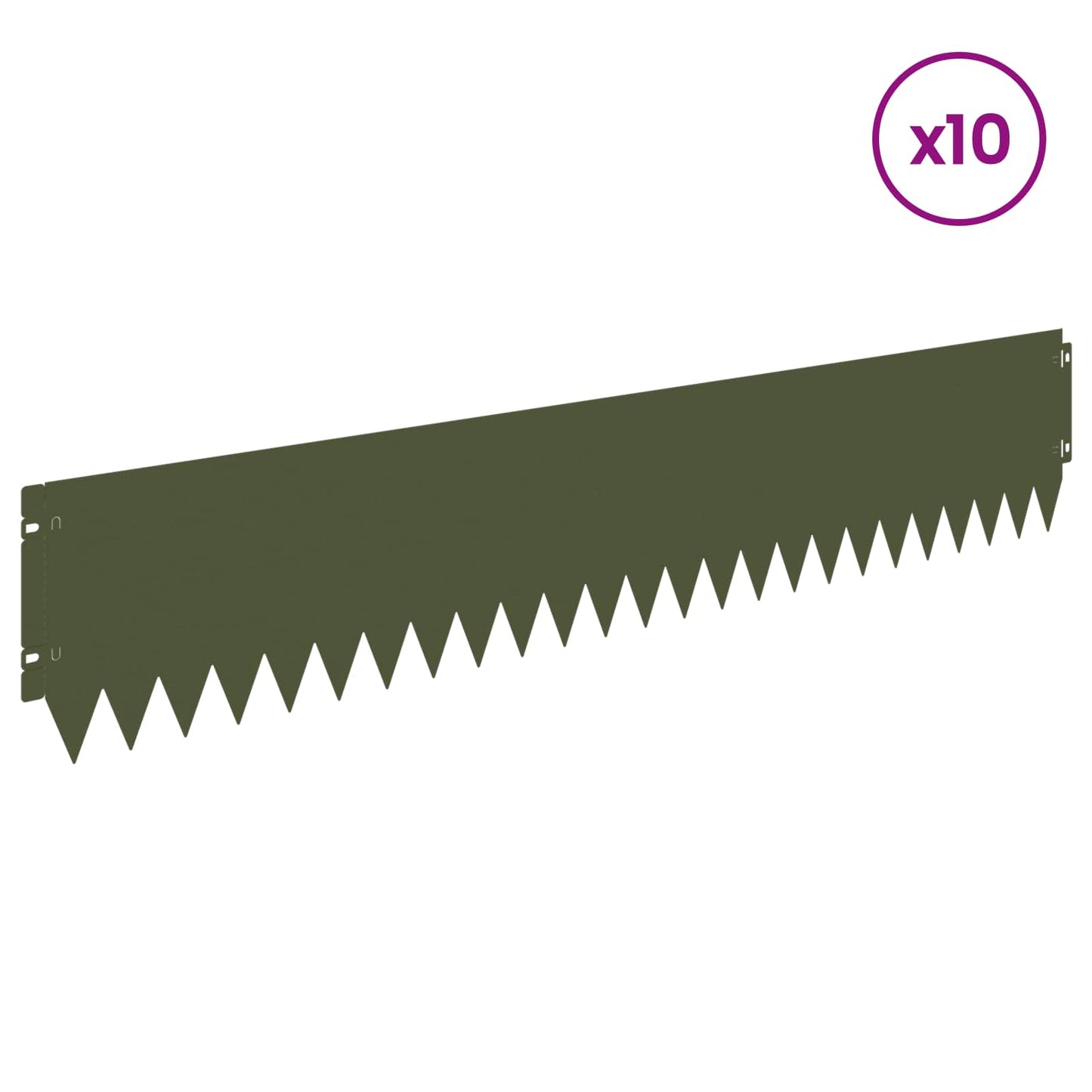Lawn Edging 10 pcs 103 x 20 cm Steel Olive Green