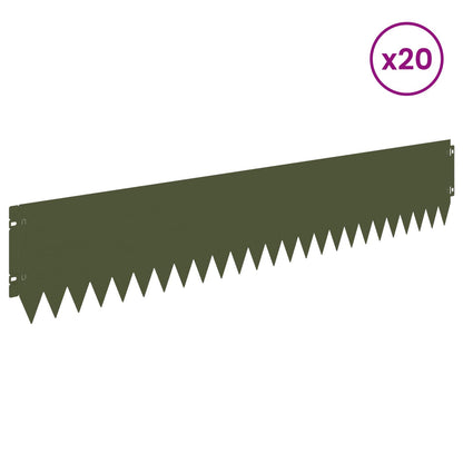 Lawn Edging 20 pcs 103 x 20 cm Steel Olive Green