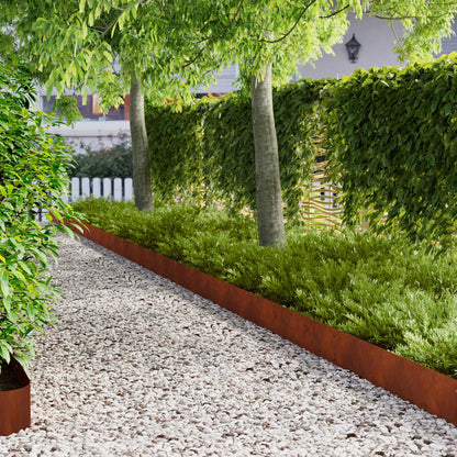 Lawn Edging 30 pcs 103 x 20 cm Steel Rusty