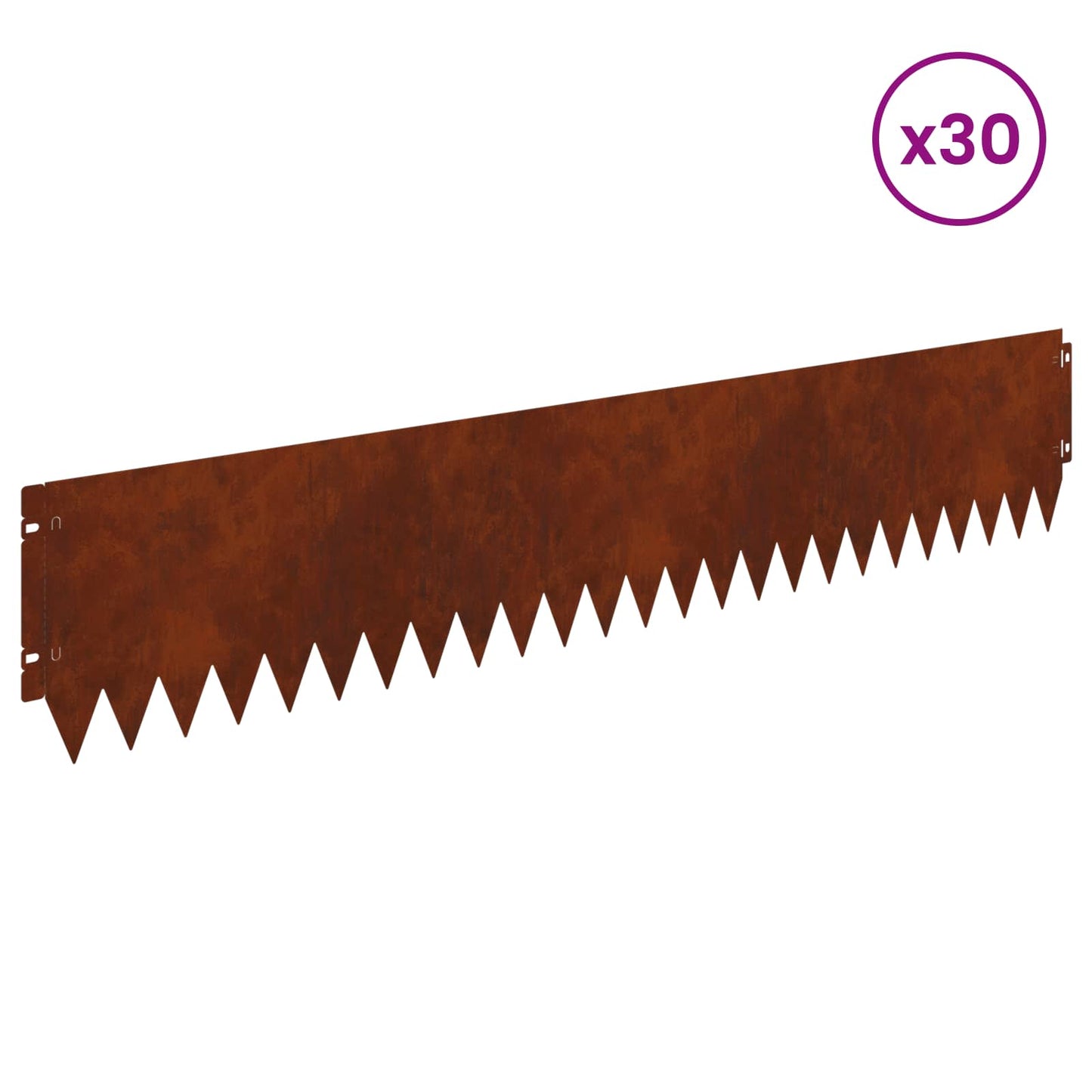 Lawn Edging 30 pcs 103 x 20 cm Steel Rusty