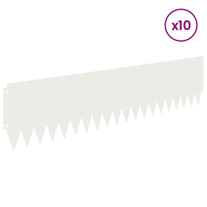 Lawn Edging 10 pcs 103 x 25 cm Steel White
