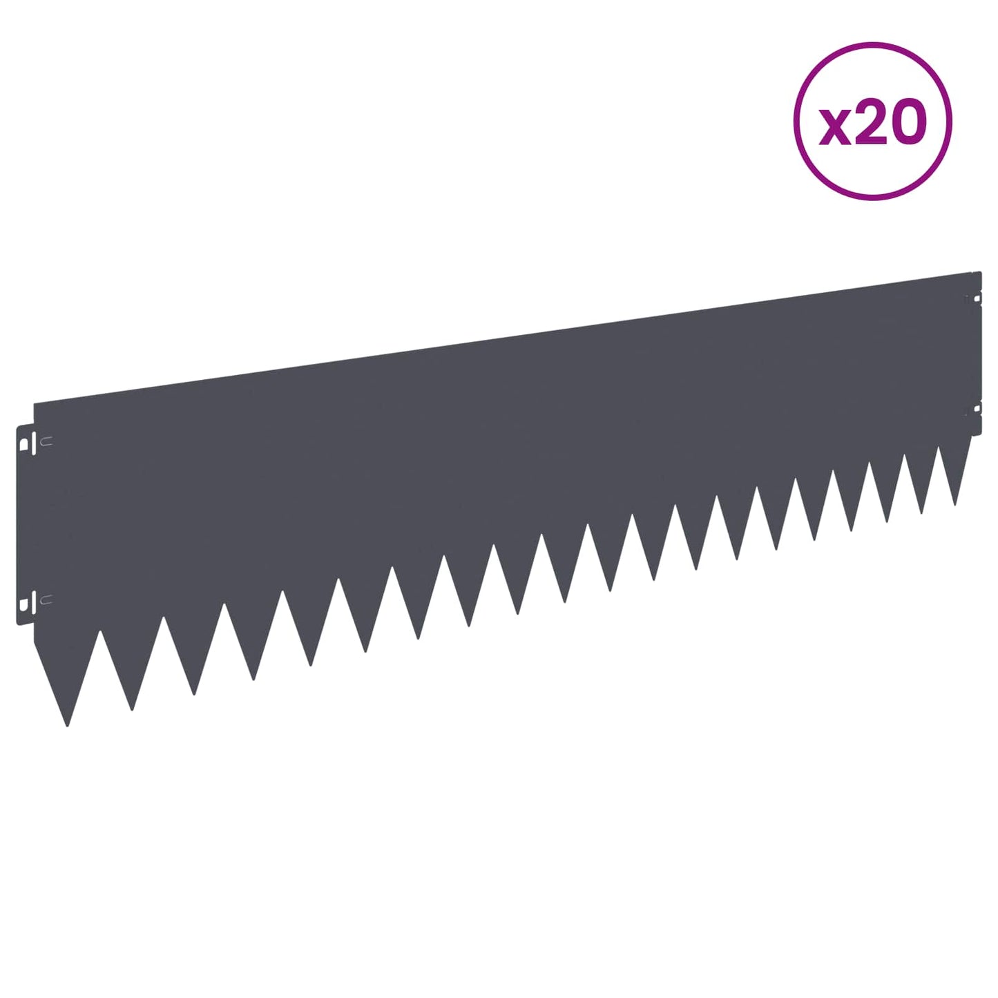 Lawn Edging 20 pcs 103 x 25 cm Steel Anthracite
