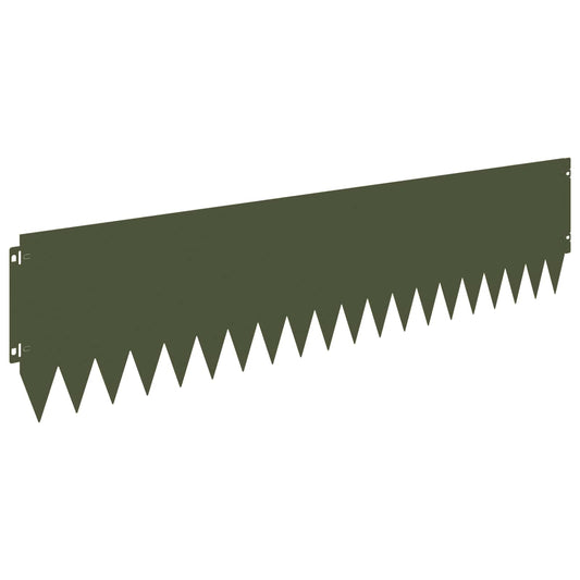 Lawn Edging 10 pcs 103 x 25 cm Steel Olive Green
