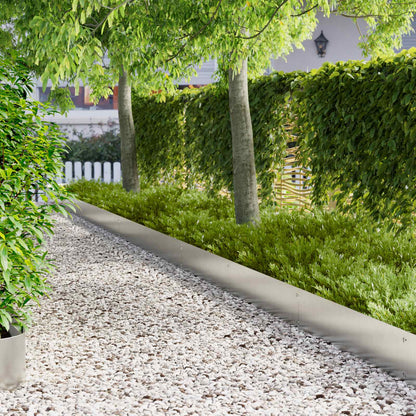 Lawn Edging 10 pcs 103 x 25 cm Steel Silver