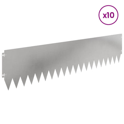 Lawn Edging 10 pcs 103 x 25 cm Steel Silver