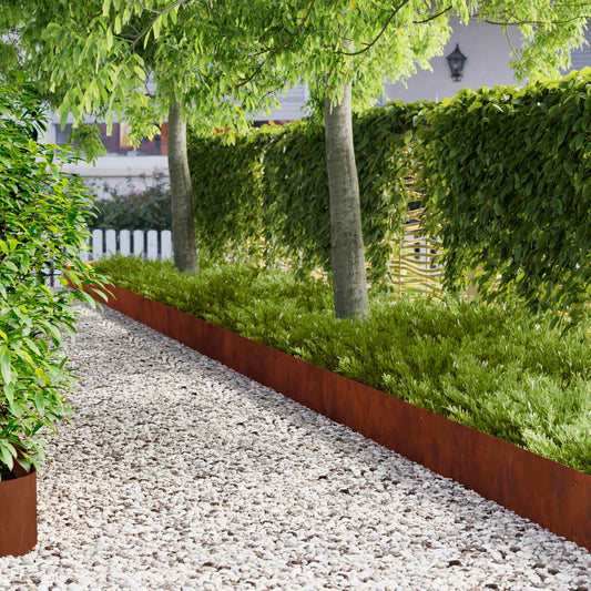 Lawn Edging 10 pcs 103 x 25 cm Steel Rusty