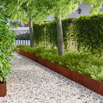Lawn Edging 20 pcs 103 x 25 cm Steel Rusty