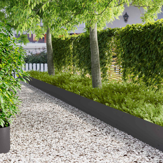 Lawn Edging 20 pcs 103 x 30 cm Steel Black