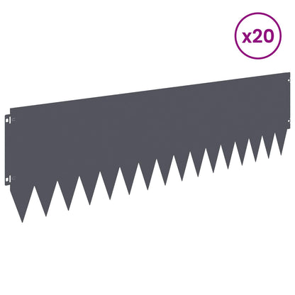 Lawn Edging 20 pcs 103 x 30 cm Steel Anthracite