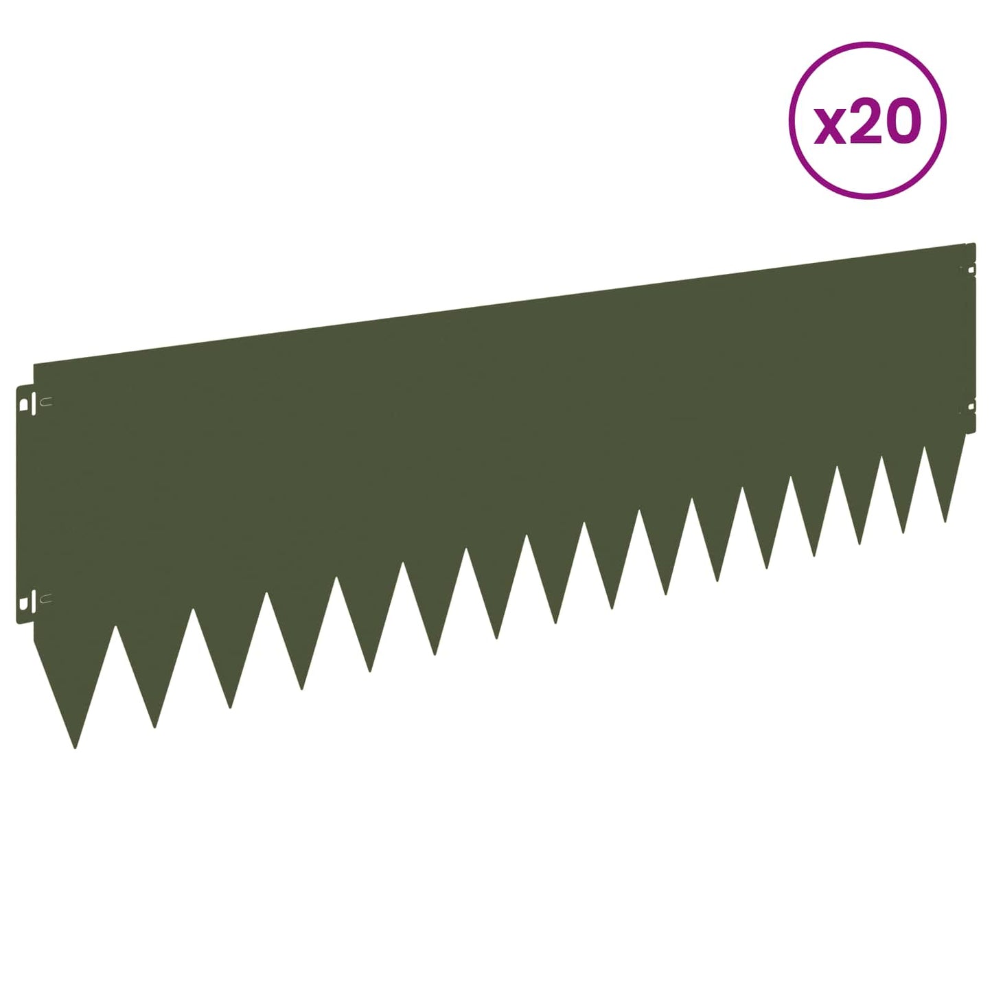 Lawn Edging 20 pcs 103 x 30 cm Steel Olive Green
