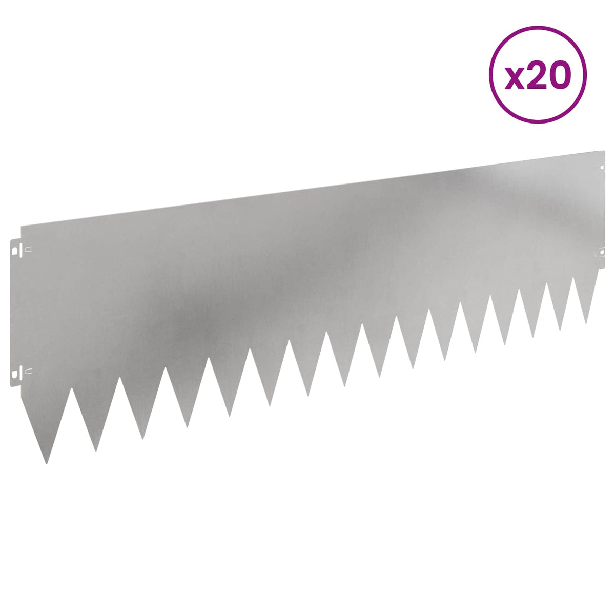 Lawn Edging 20 pcs 103 x 30 cm Steel Silver