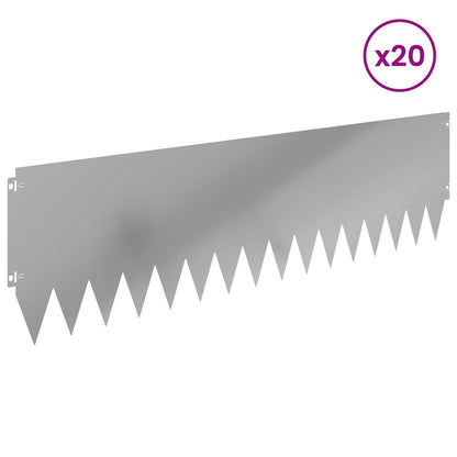 Lawn Edging 20 pcs 103 x 30 cm Steel Silver