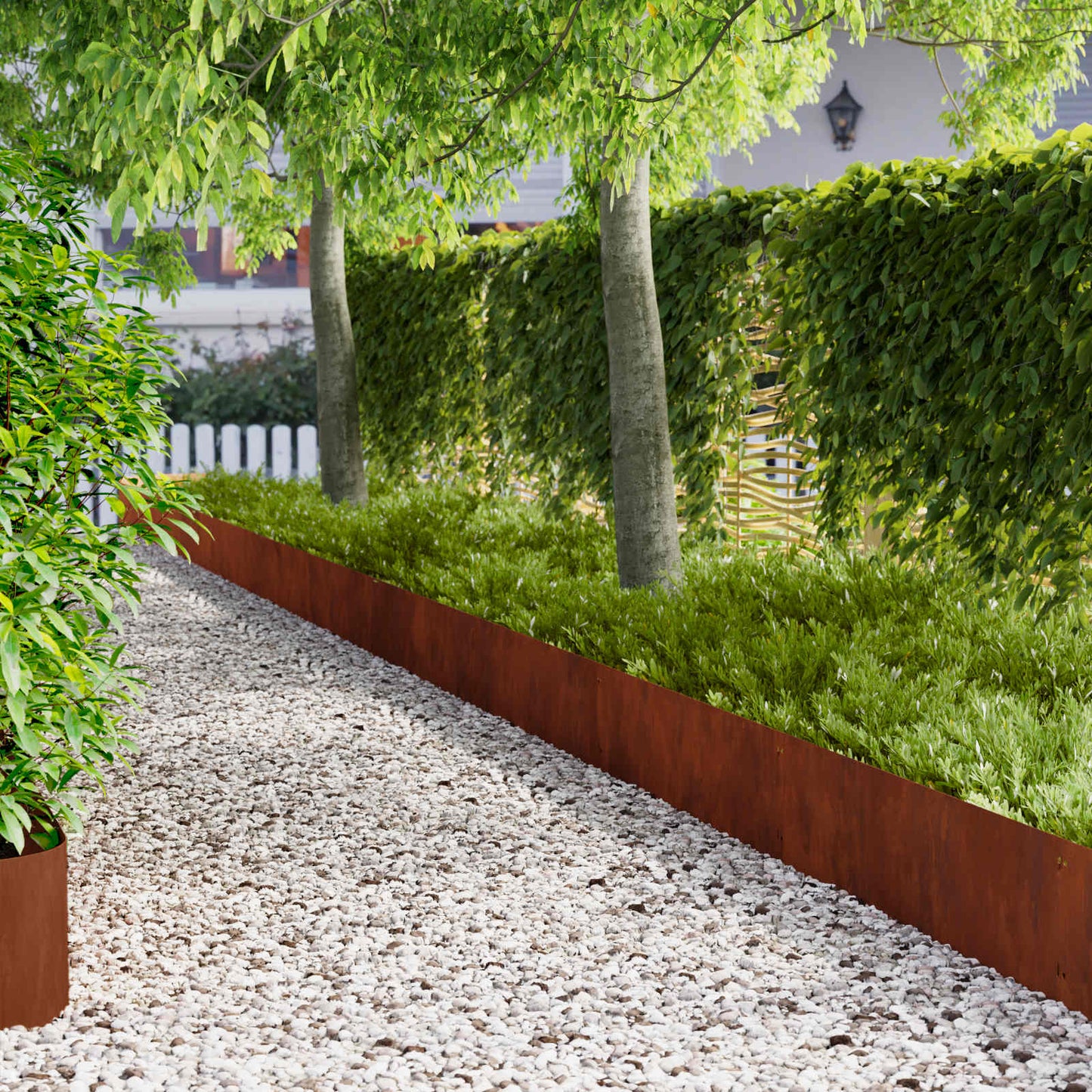 Lawn Edging 10 pcs 103 x 30 cm Steel Rusty