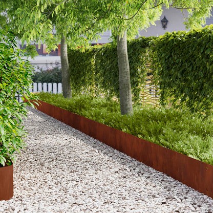Lawn Edging 10 pcs 103 x 30 cm Steel Rusty