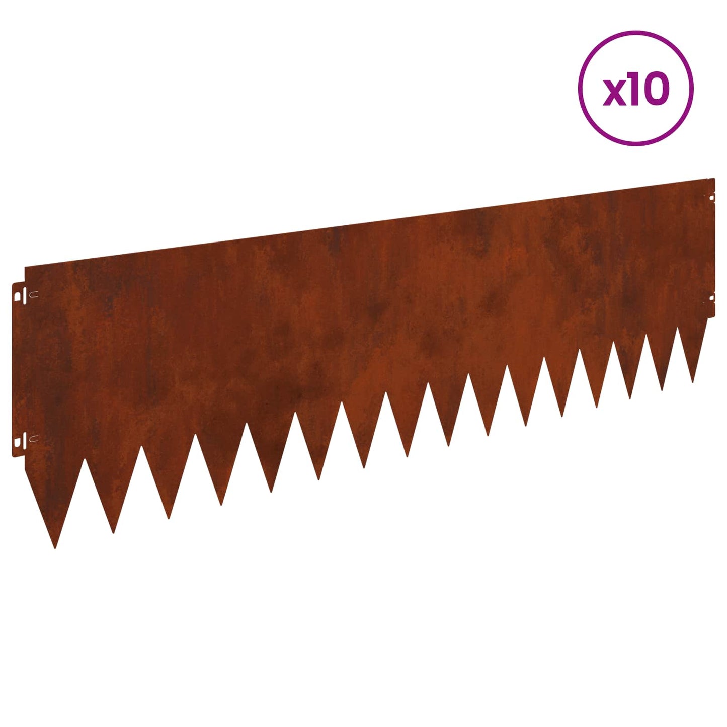 Lawn Edging 10 pcs 103 x 30 cm Steel Rusty
