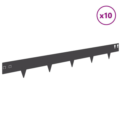 Lawn Edging 10 pcs 100 x 12 cm Steel Black