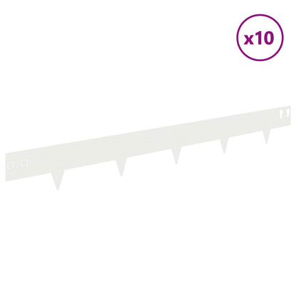 Lawn Edging 10 pcs 100 x 12 cm Steel White