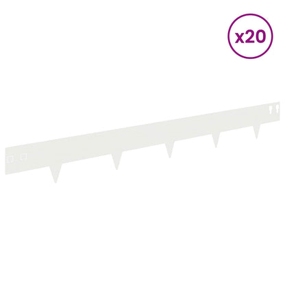 Lawn Edging 20 pcs 100 x 12 cm Steel White