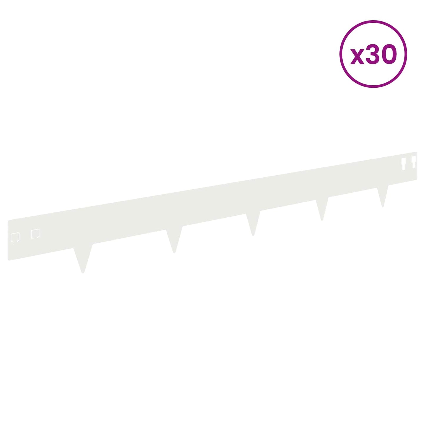Lawn Edging 30 pcs 100 x 12 cm Steel White