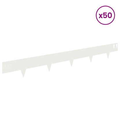 Lawn Edging 50 pcs 100 x 12 cm Steel White