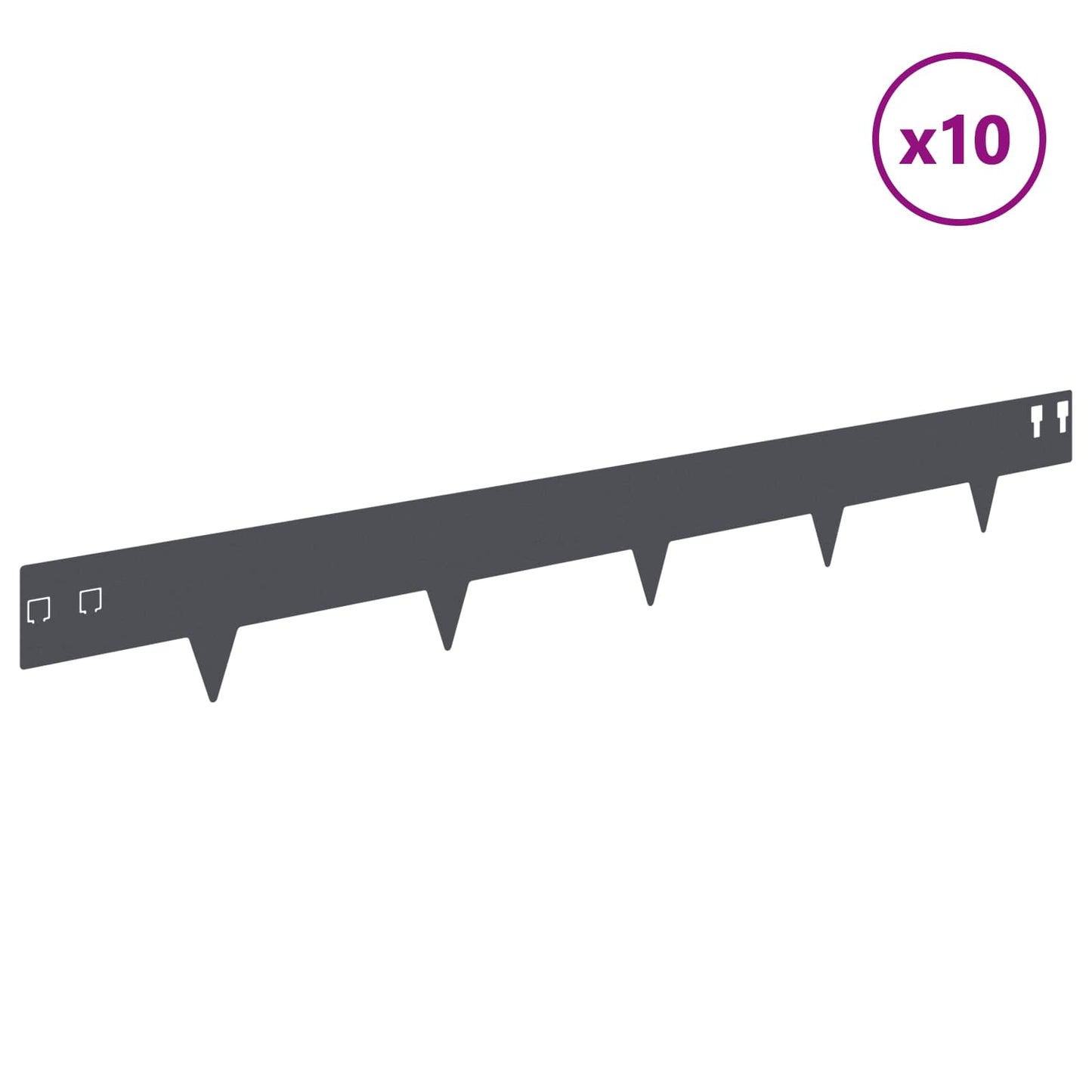 Lawn Edging 10 pcs 100 x 12 cm Steel Anthracite
