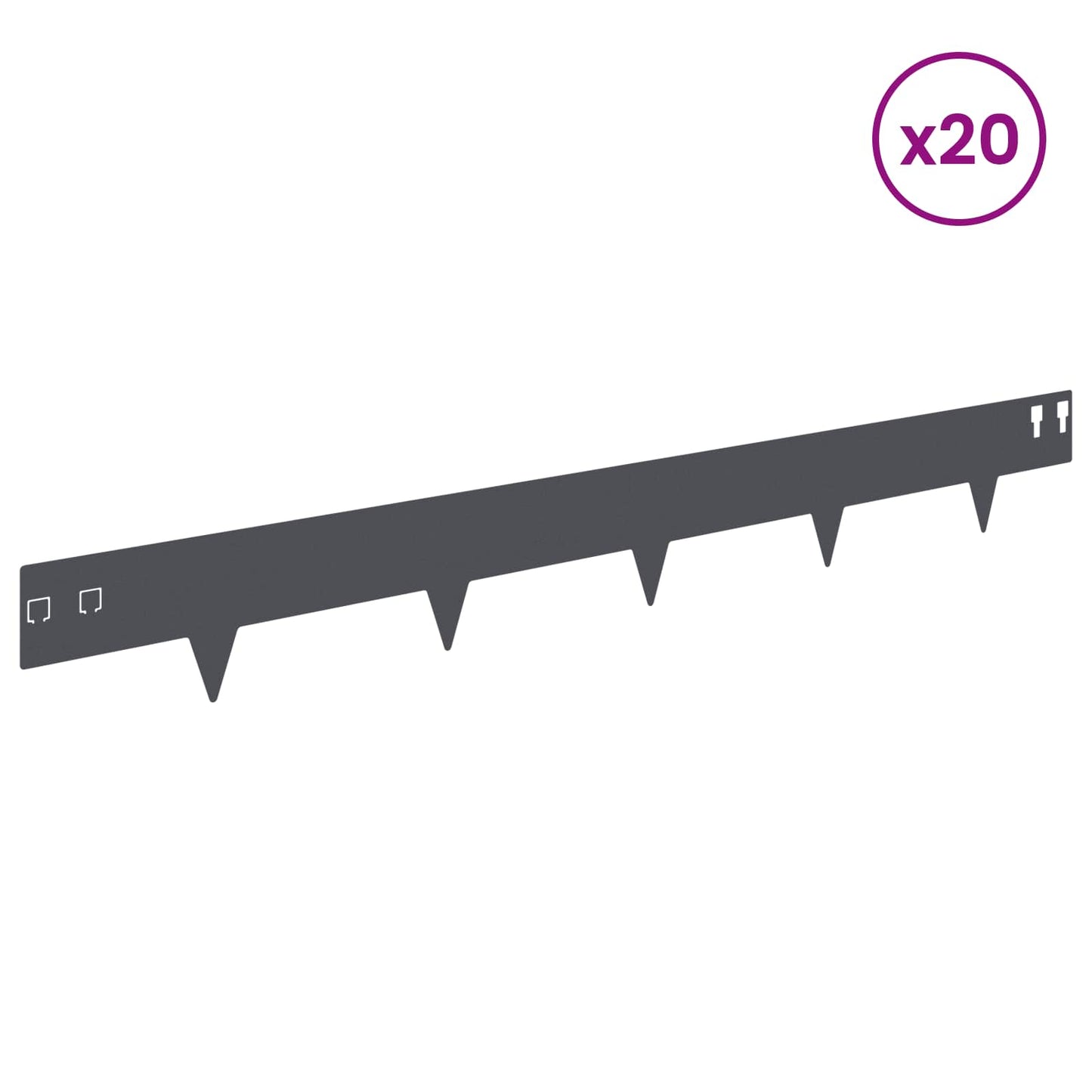 Lawn Edging 20 pcs 100 x 12 cm Steel Anthracite