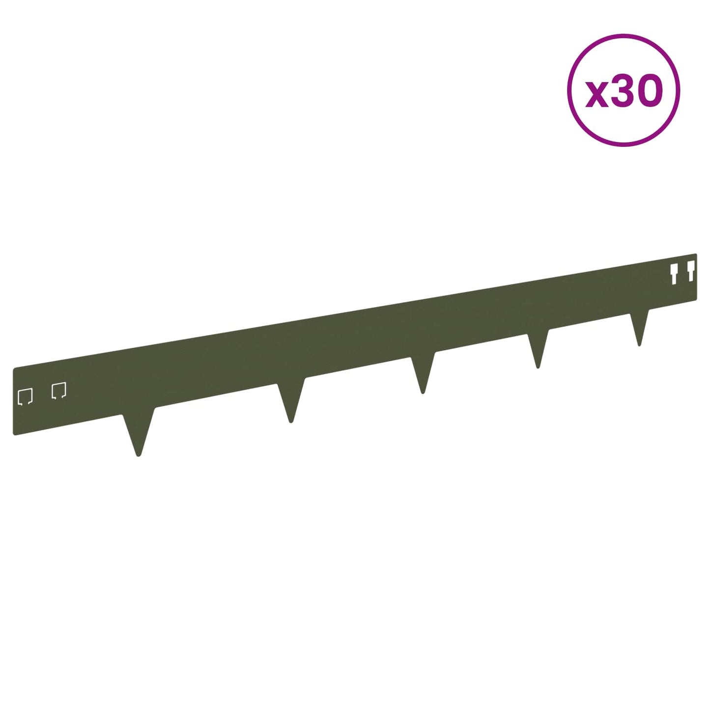 Lawn Edging 30 pcs 100 x 12 cm Steel Olive Green