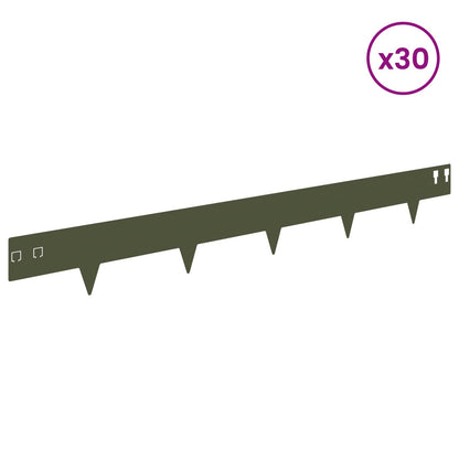 Lawn Edging 30 pcs 100 x 12 cm Steel Olive Green