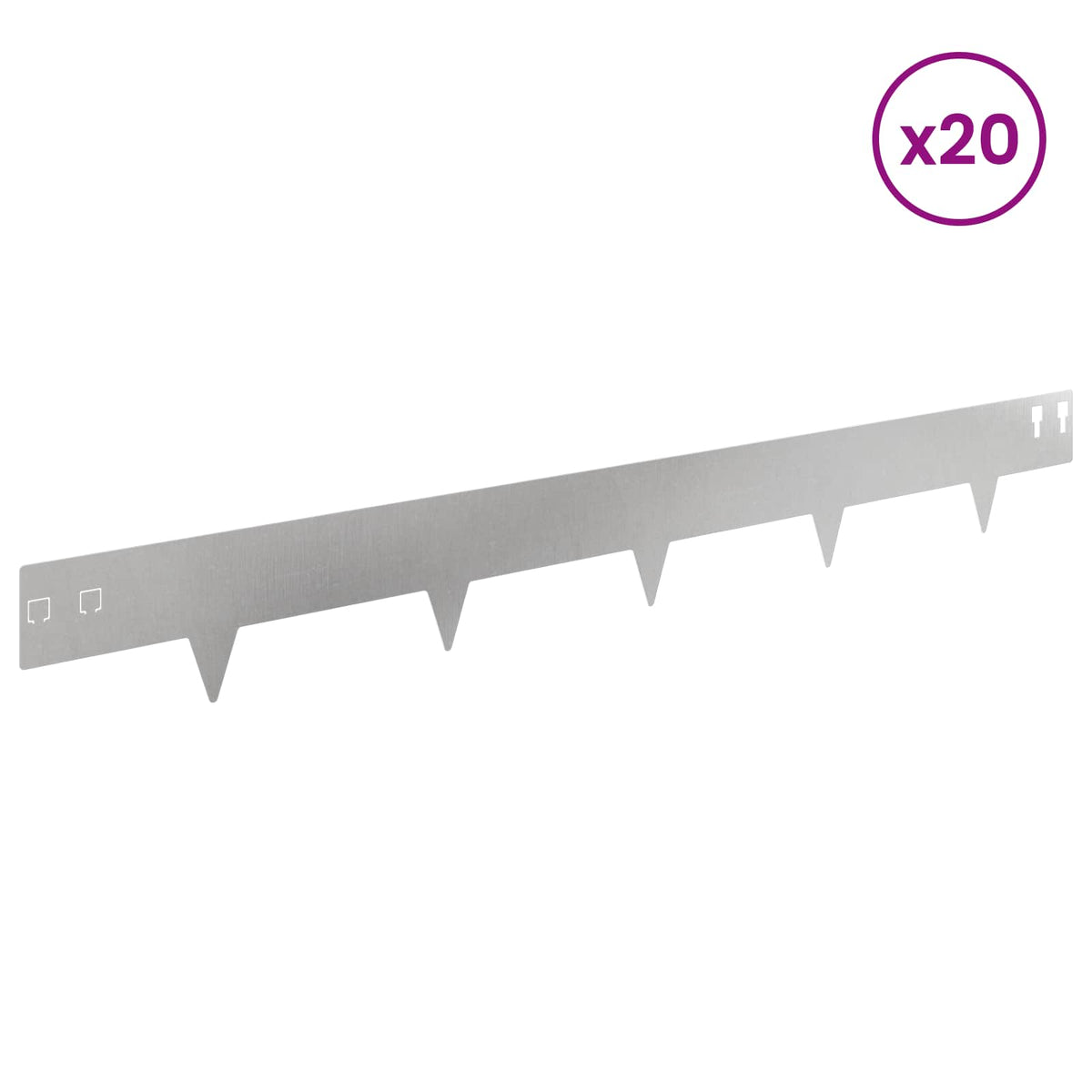 Lawn Edging 20 pcs 100 x 12 cm Steel Silver