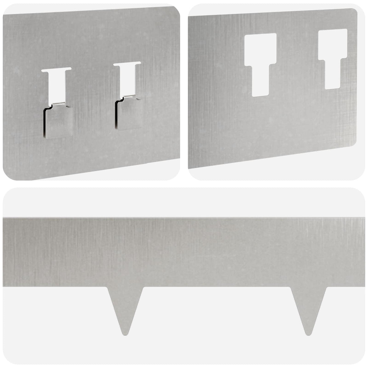 Lawn Edging 50 pcs 100 x 12 cm Stainless Steel Silver