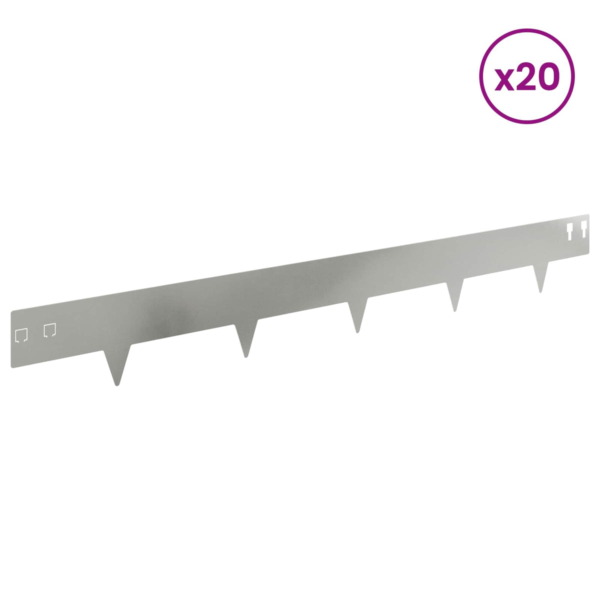 Lawn Edging 20 pcs 100 x 12 cm Steel Silver
