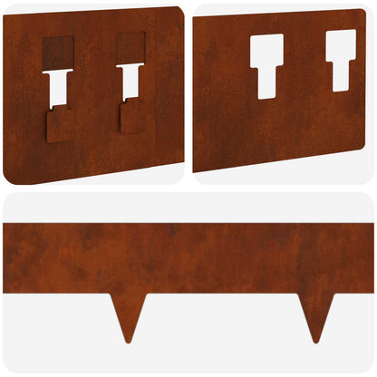 Lawn Edging 30 pcs 100 x 12 cm Steel Rusty