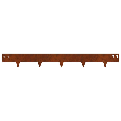 Lawn Edging 30 pcs 100 x 12 cm Steel Rusty