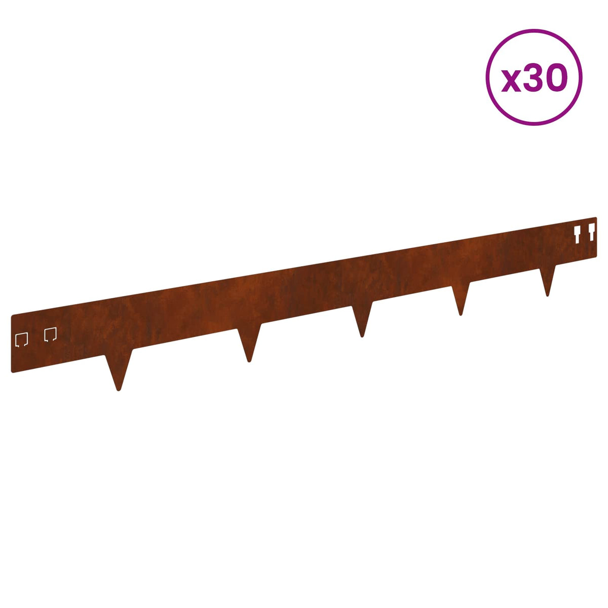 Lawn Edging 30 pcs 100 x 12 cm Steel Rusty