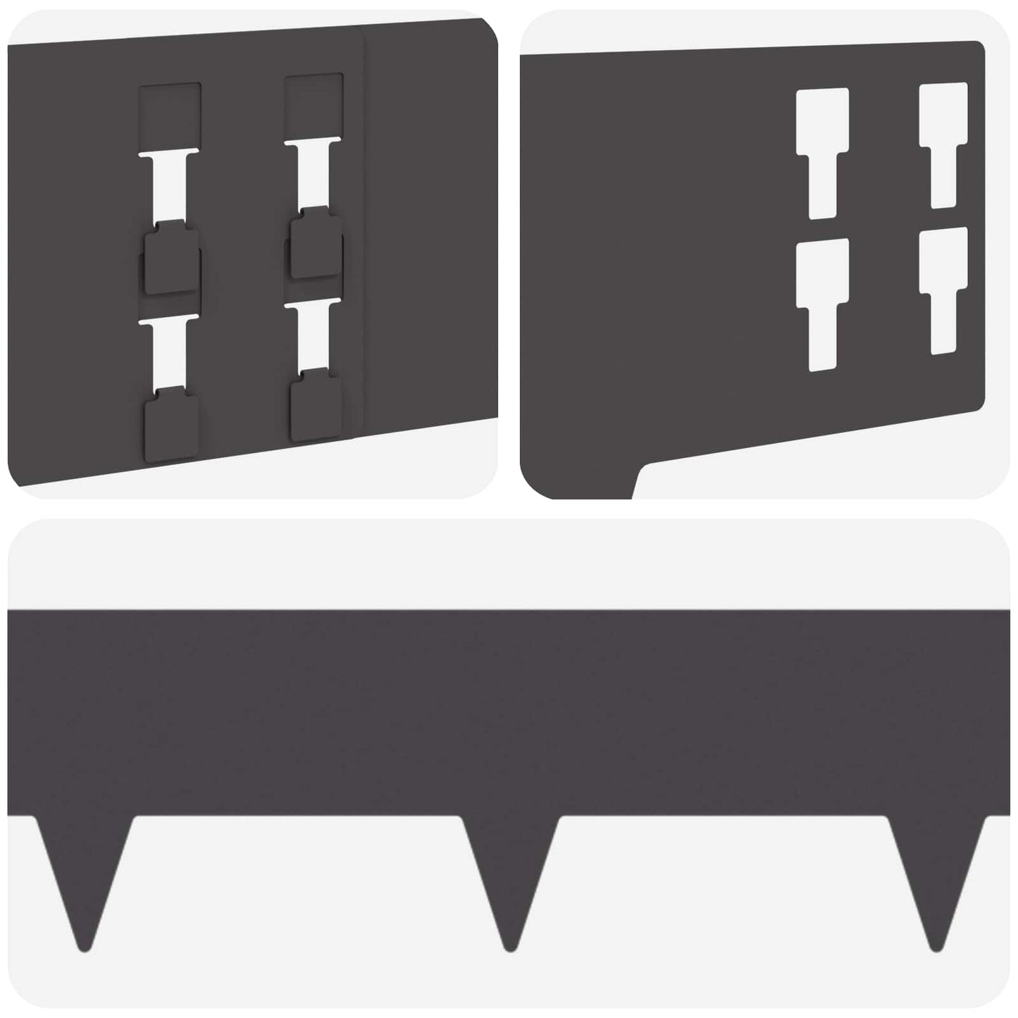 Lawn Edging 30 pcs 100 x 15 cm Steel Black