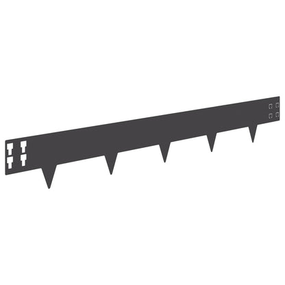 Lawn Edging 50 pcs 100 x 15 cm Steel Black