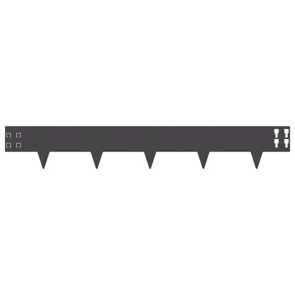 Lawn Edging 50 pcs 100 x 15 cm Steel Black