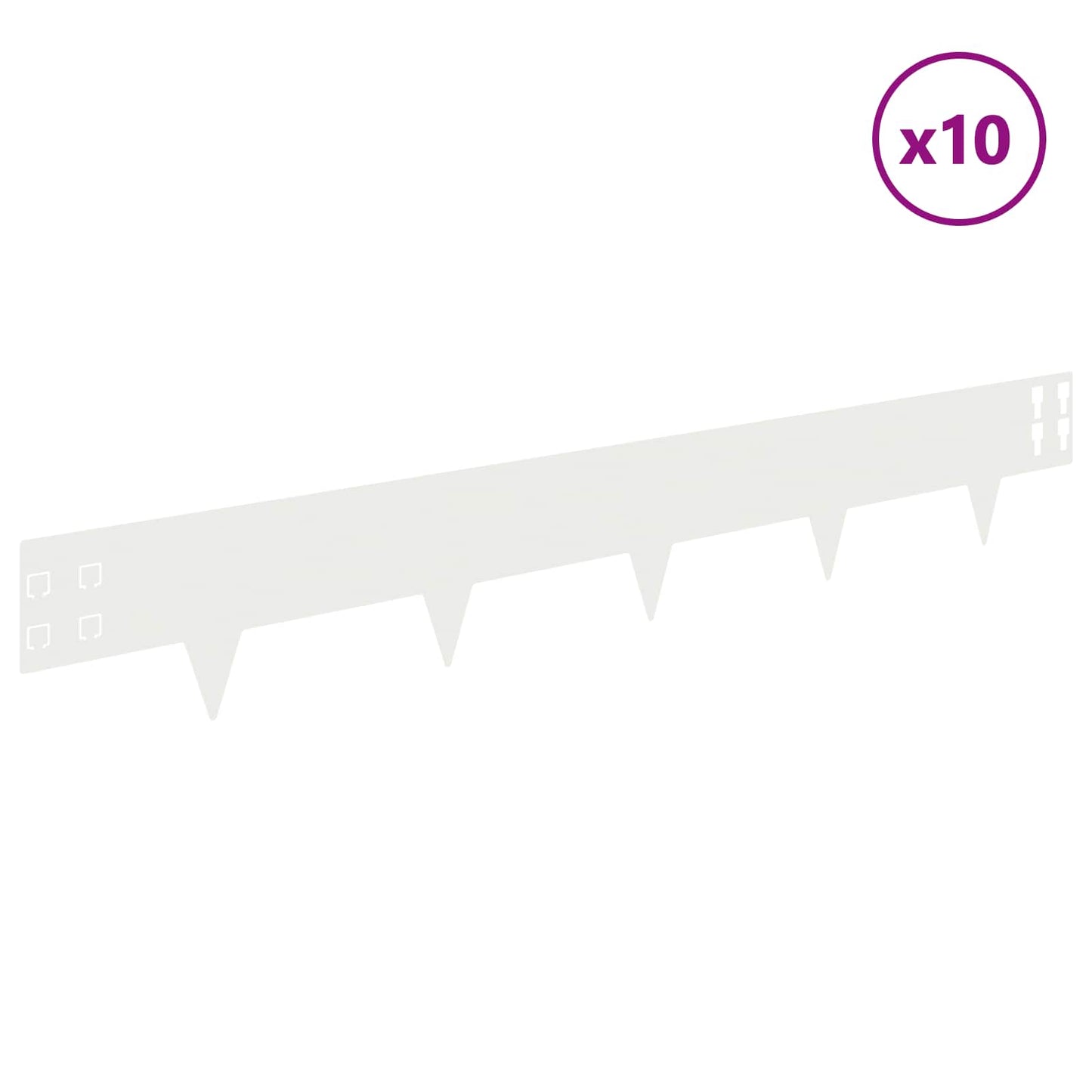 Lawn Edging 10 pcs 100 x 15 cm Steel White