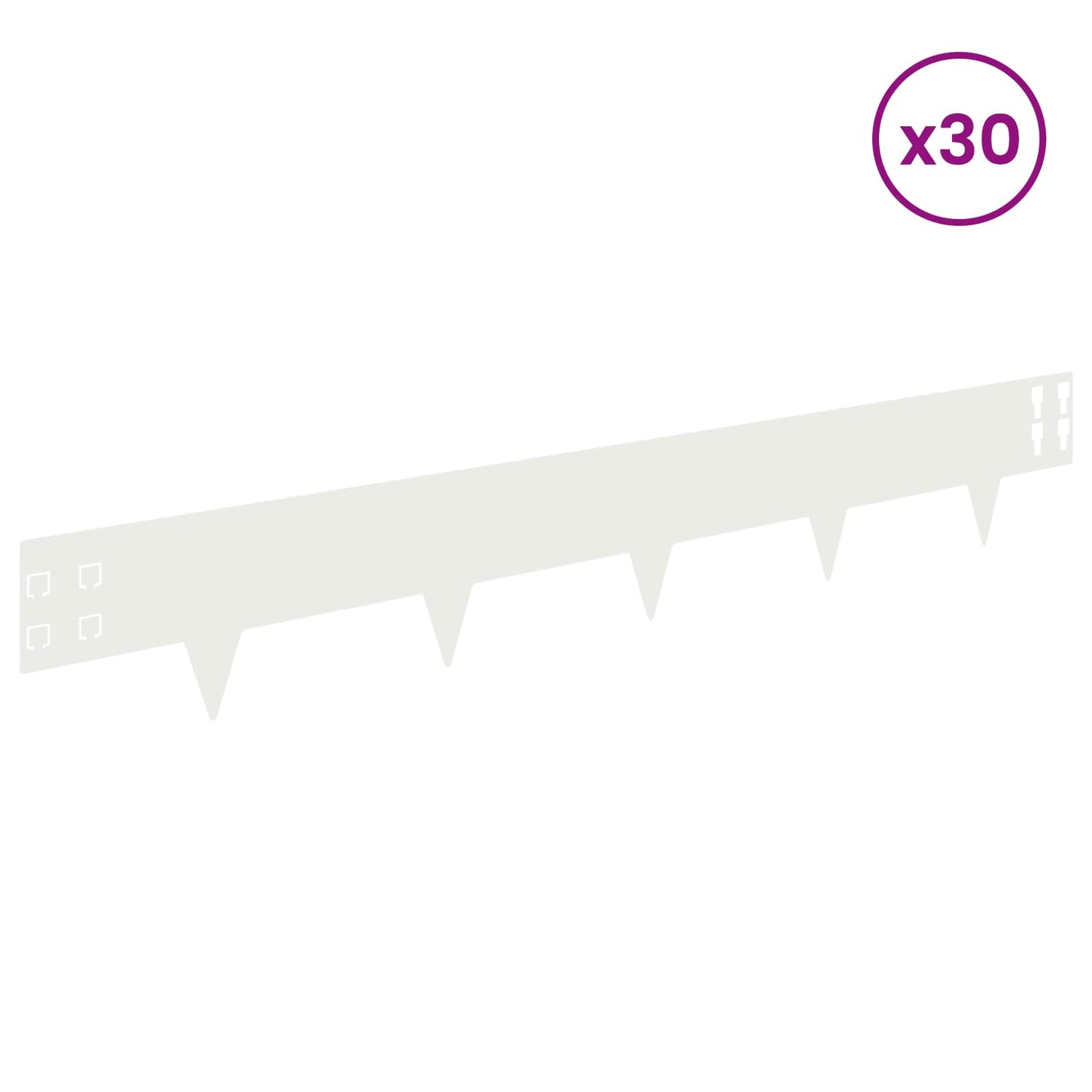 Lawn Edging 30 pcs 100 x 15 cm Steel White
