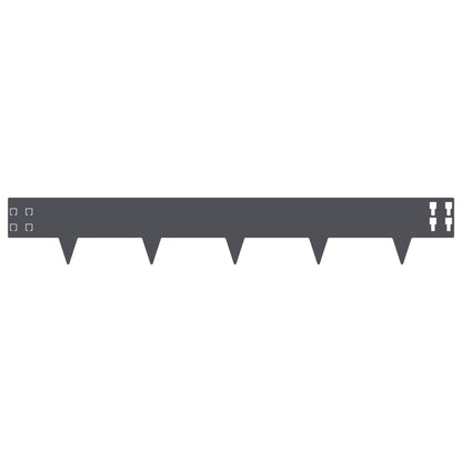 Lawn Edging 50 pcs 100 x 15 cm Steel Anthracite