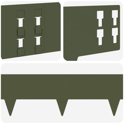 Lawn Edging 10 pcs 100 x 15 cm Steel Olive Green