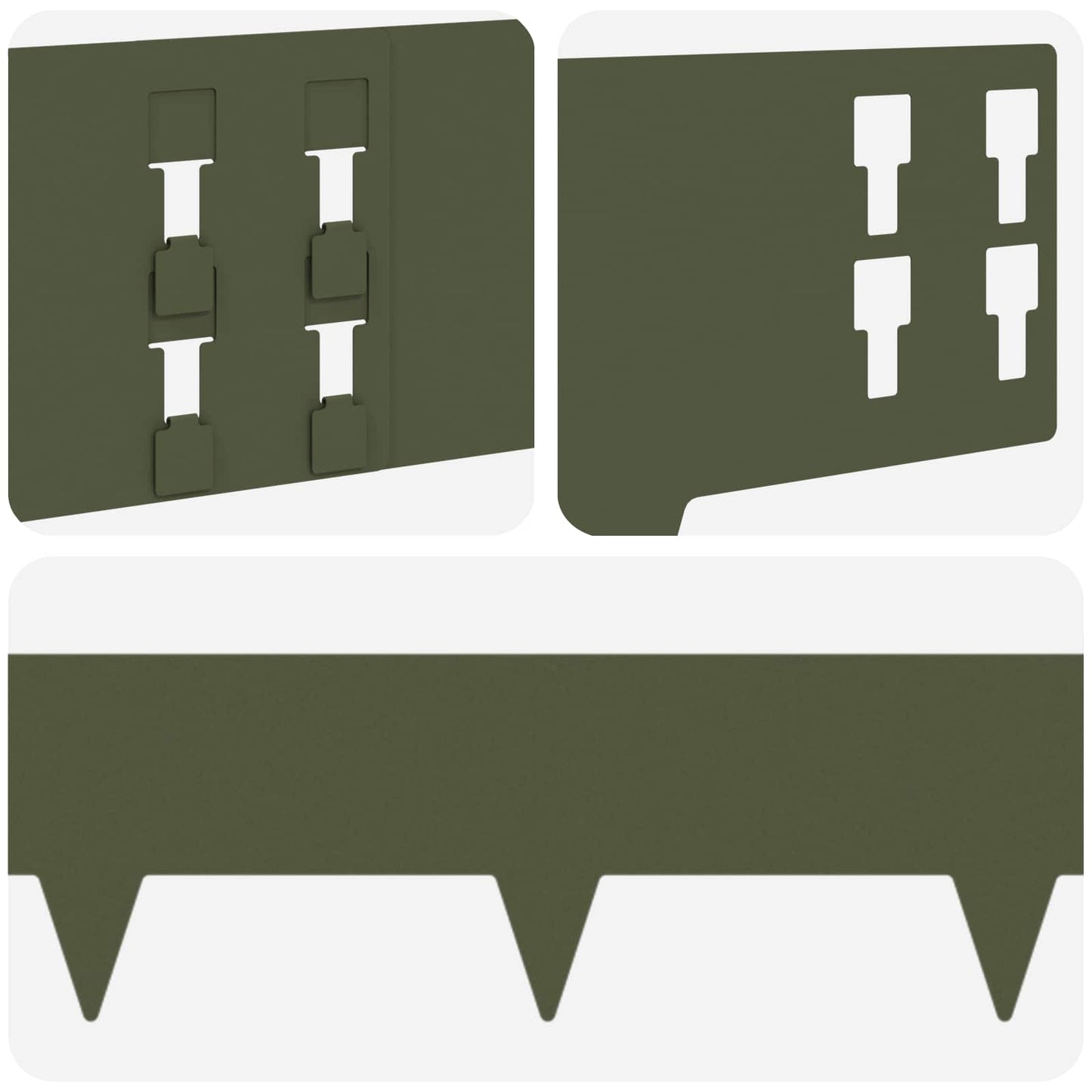 Lawn Edging 20 pcs 100 x 15 cm Steel Olive Green