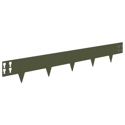 Lawn Edging 30 pcs 100 x 15 cm Steel Olive Green